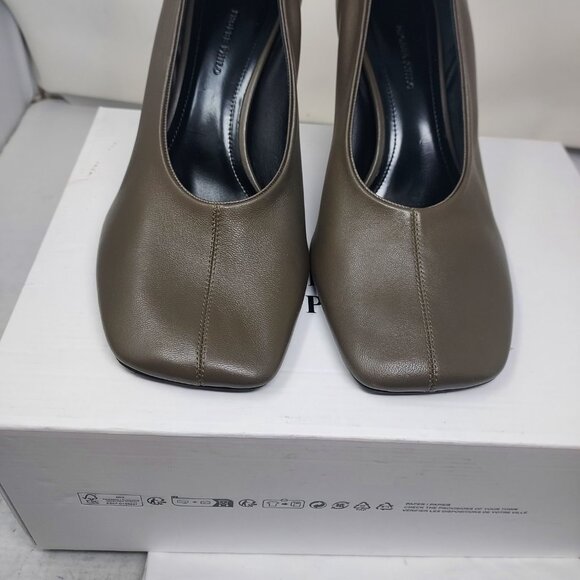 PHOEBE PHILO Nappa Green Olive Square Toe Pump Heel Shoe - Picture 9 of 12